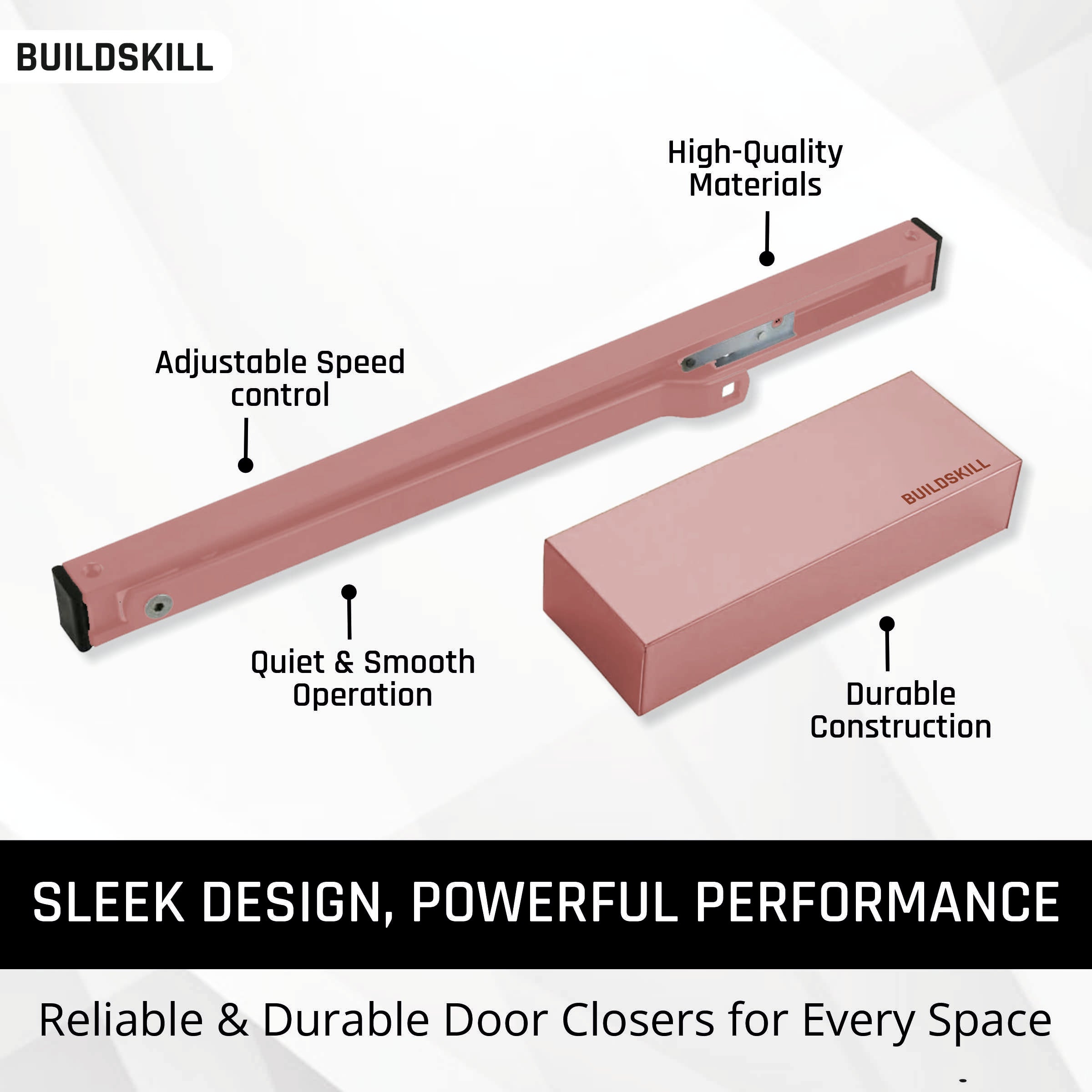 Buildskill Square Door Closer with Cover - Load Capacity 85kg