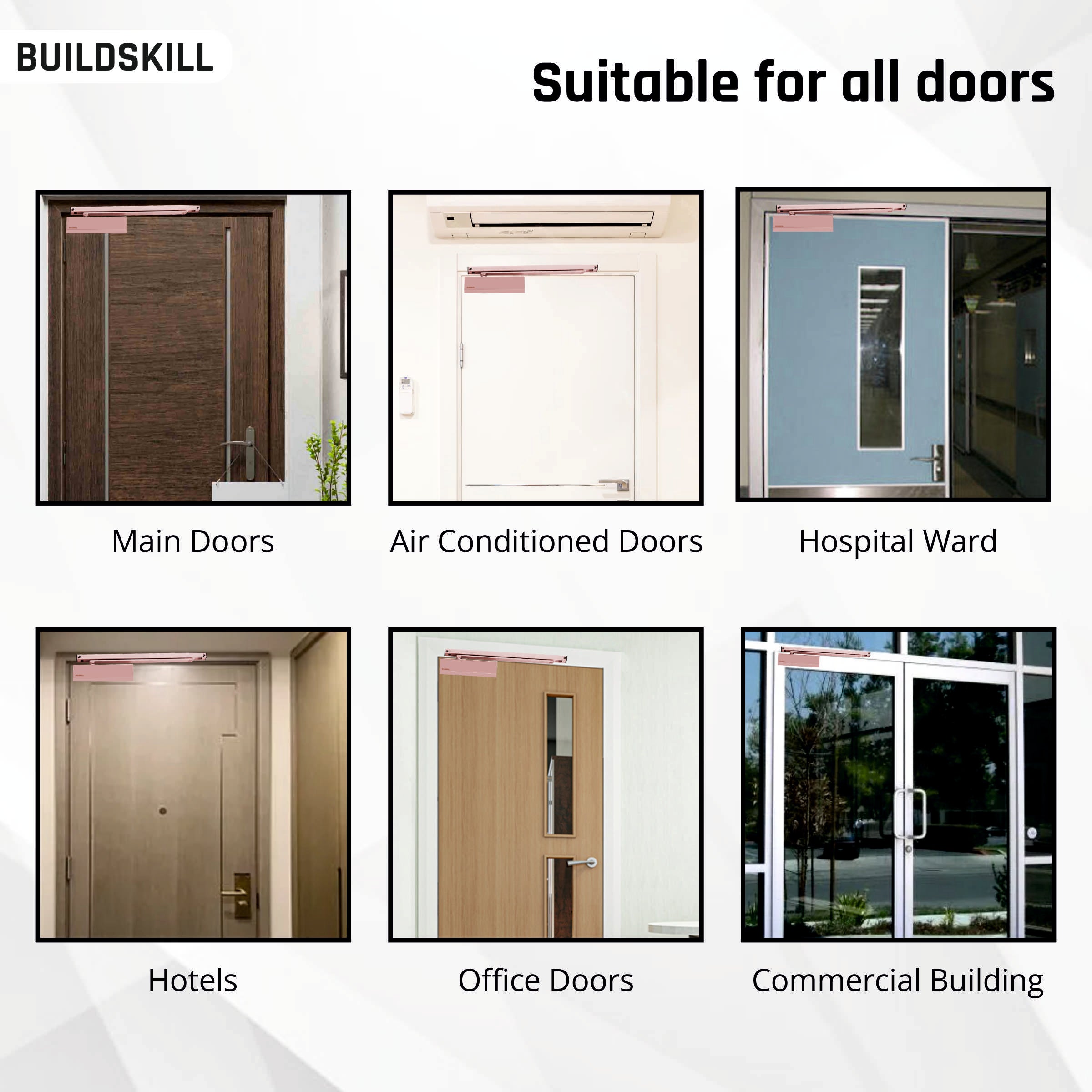 Buildskill Square Door Closer with Cover - Load Capacity 85kg