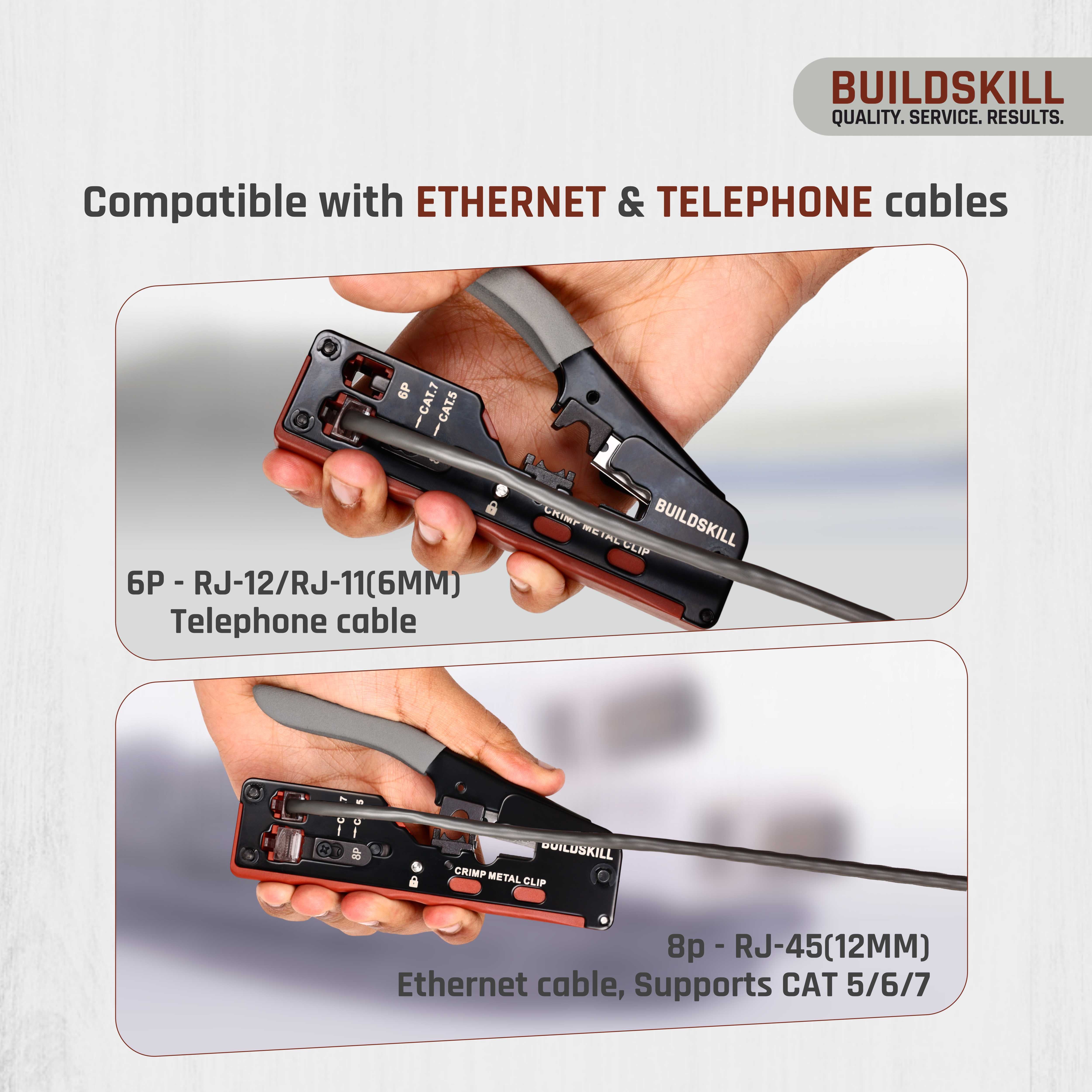 Buildskill 3-in-1 network crimping tool, wire stripper and cutter