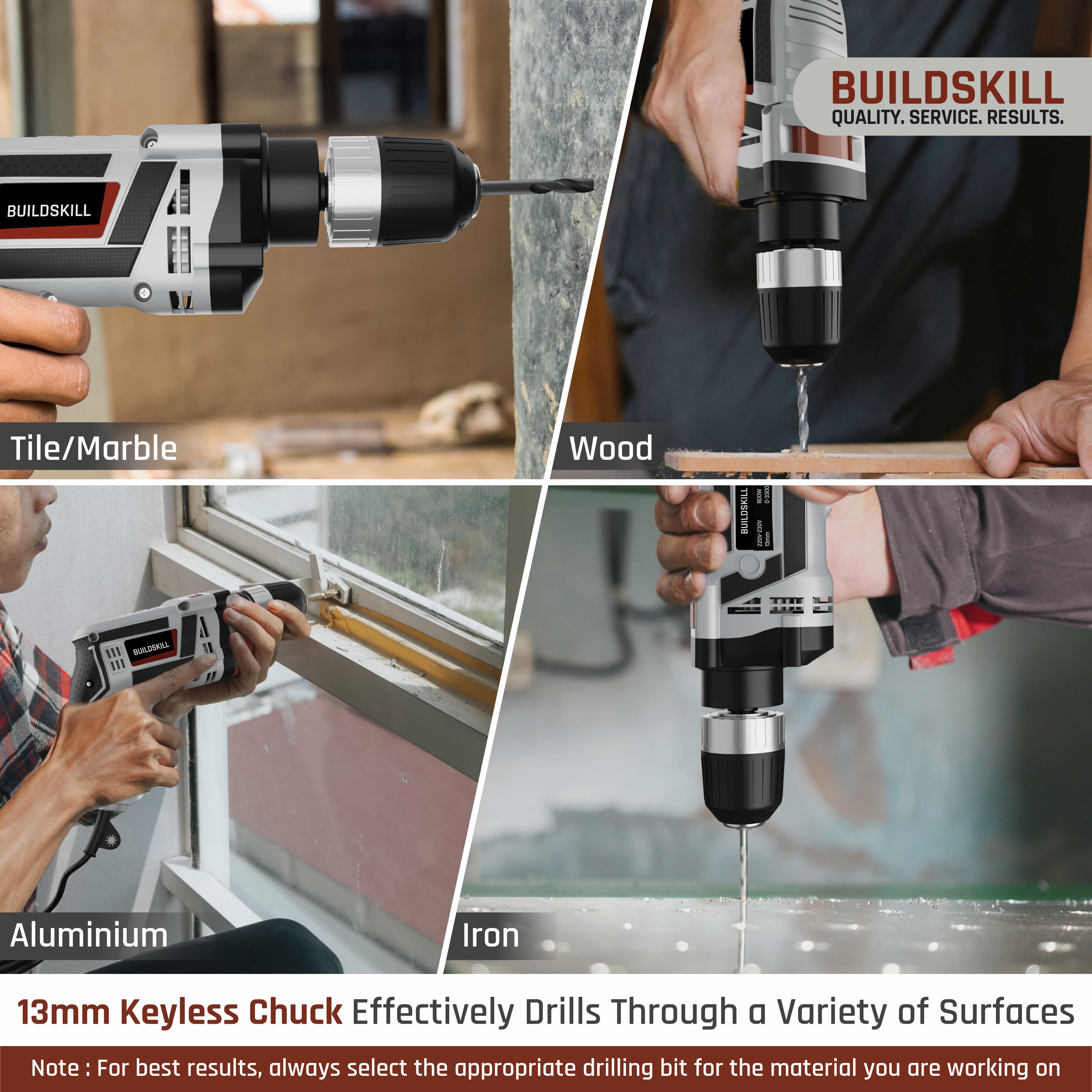Buildskill 800W Electric Drill Machine With 13MM Keyless Chuck