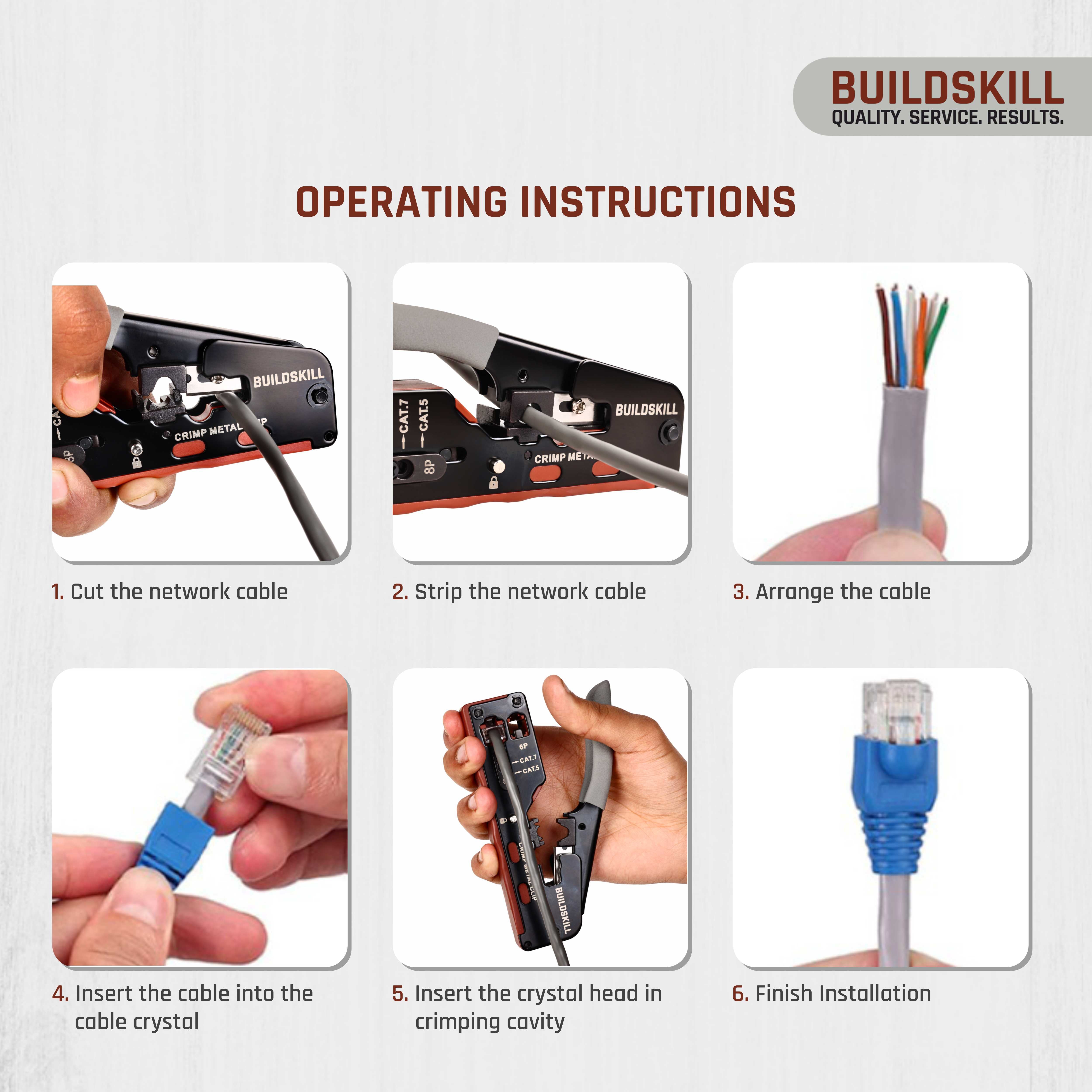 Buildskill 3-in-1 network crimping tool, wire stripper and cutter