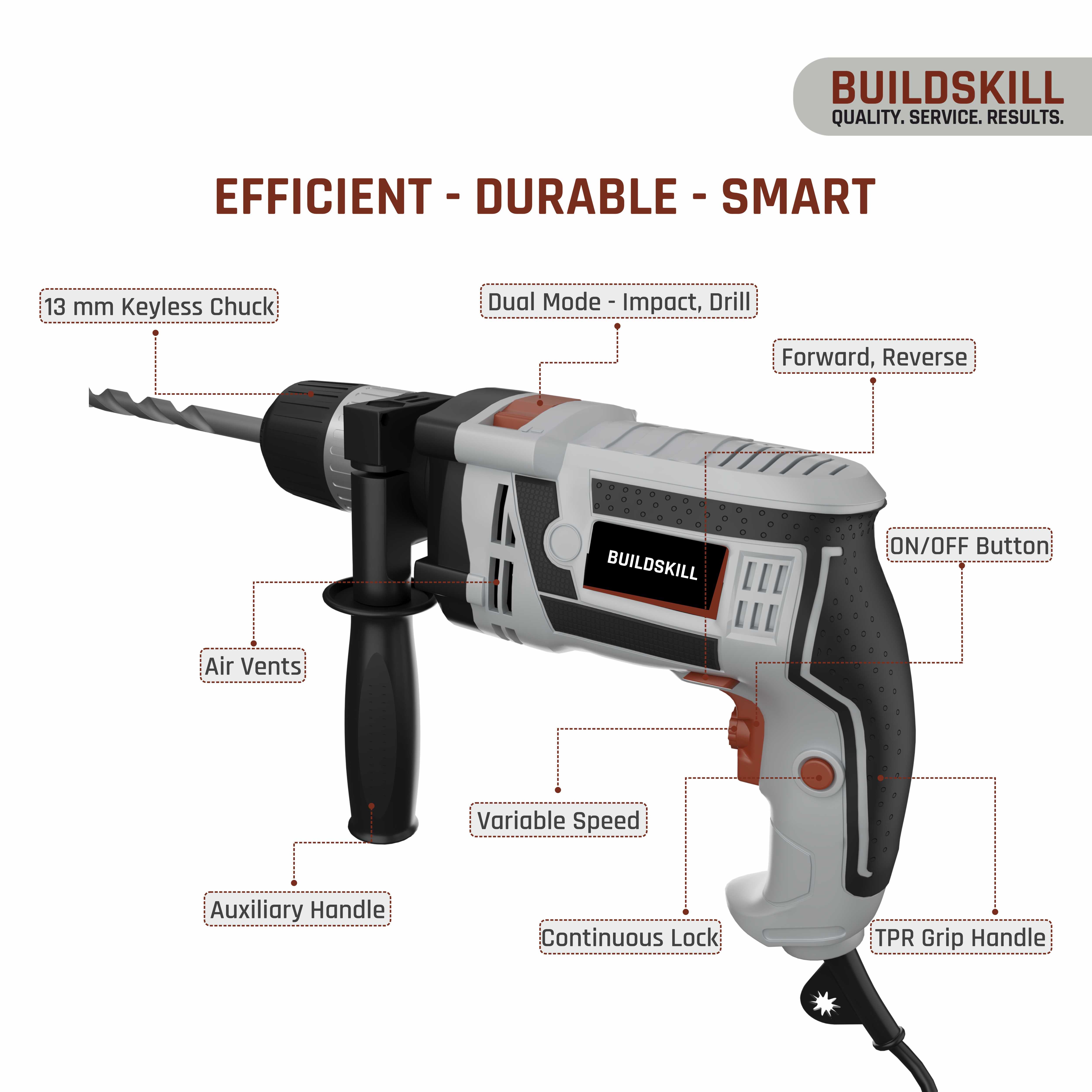 Buildskill 800W Electric Drill Machine With 13MM Keyless Chuck