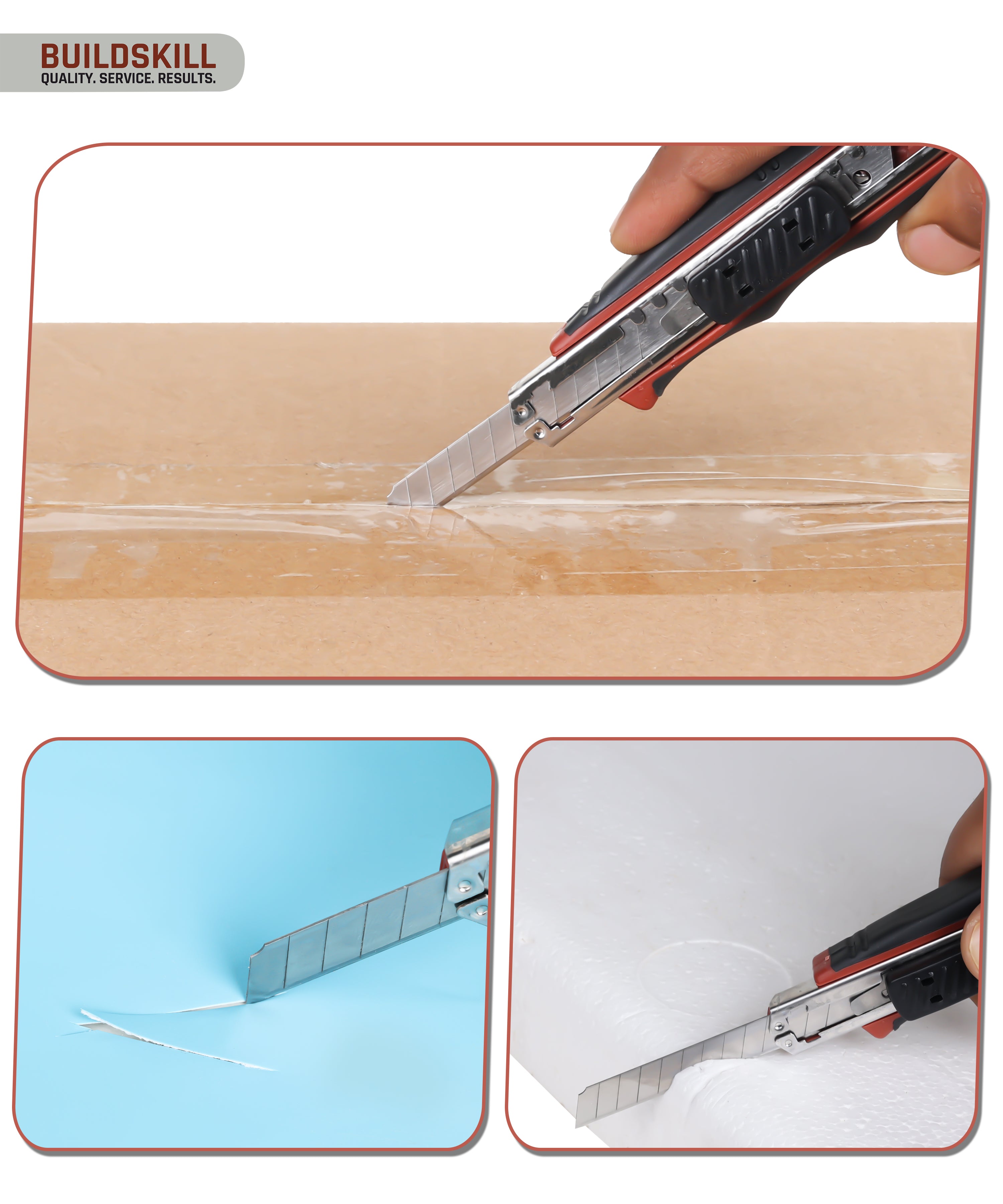 BUILDSKILL Utility Knife 9MM (1 Knife + 2 Blades) with 10 pcs Extra Blades