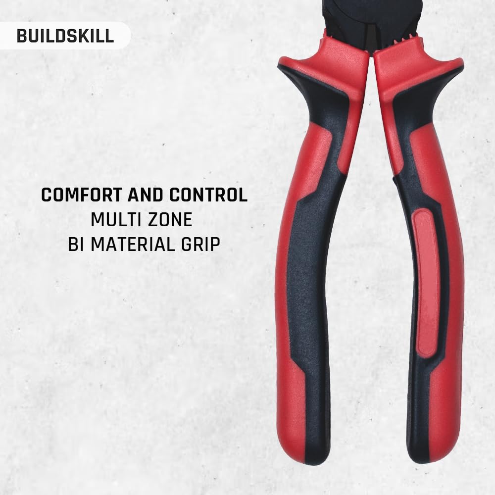 Buildskill Combination Plier 8" Hand Tools, Wire Cutter, Cutting Plier, Suited for Bending, Straightening, Stripping, Hardened Jaw, Electrical Tools, Anti Rust Black Phosphate Finish (Pack of 1)