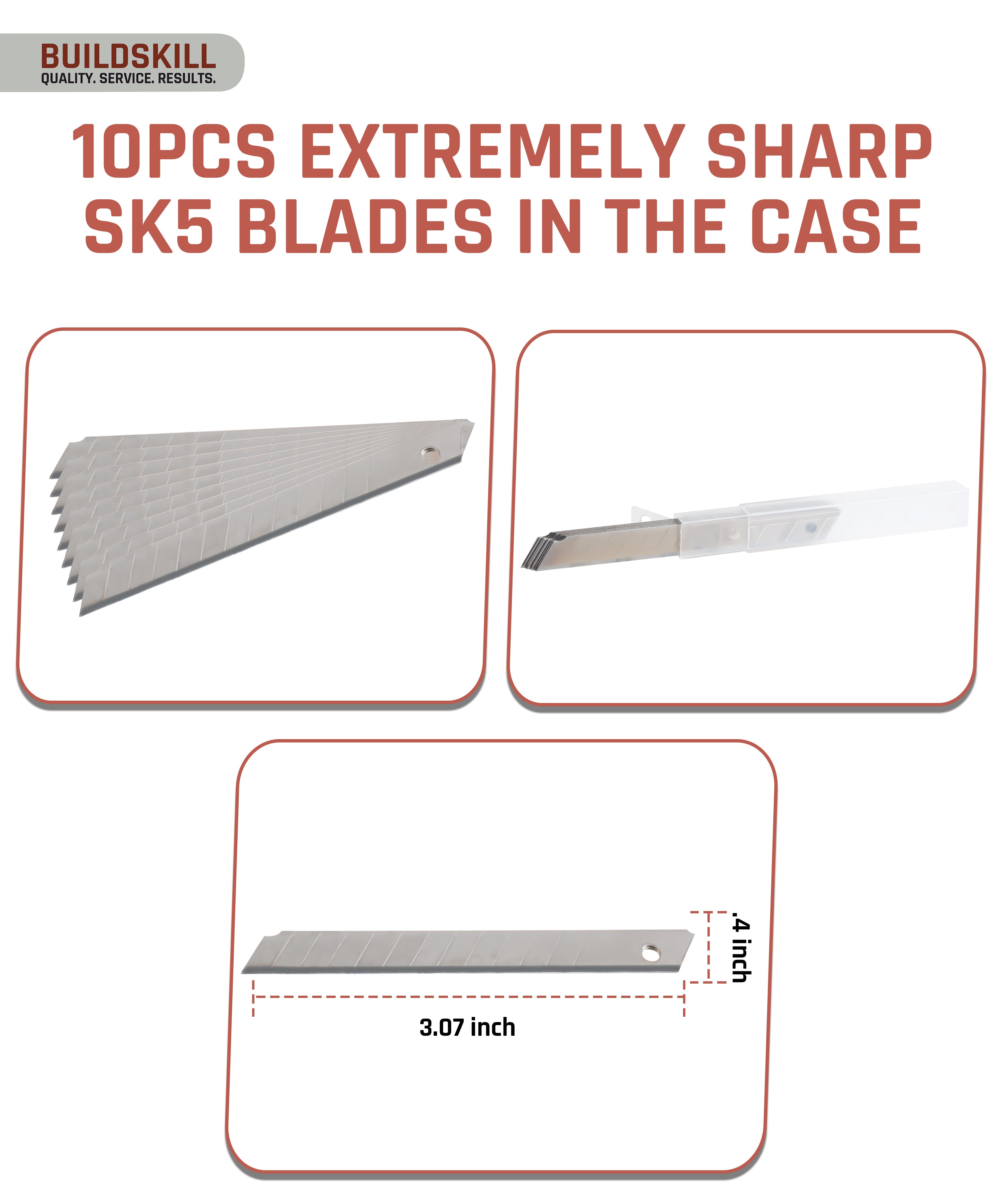 BUILDSKILL Utility Knife 9MM (1 Knife + 2 Blades) with 10 pcs Extra Blades