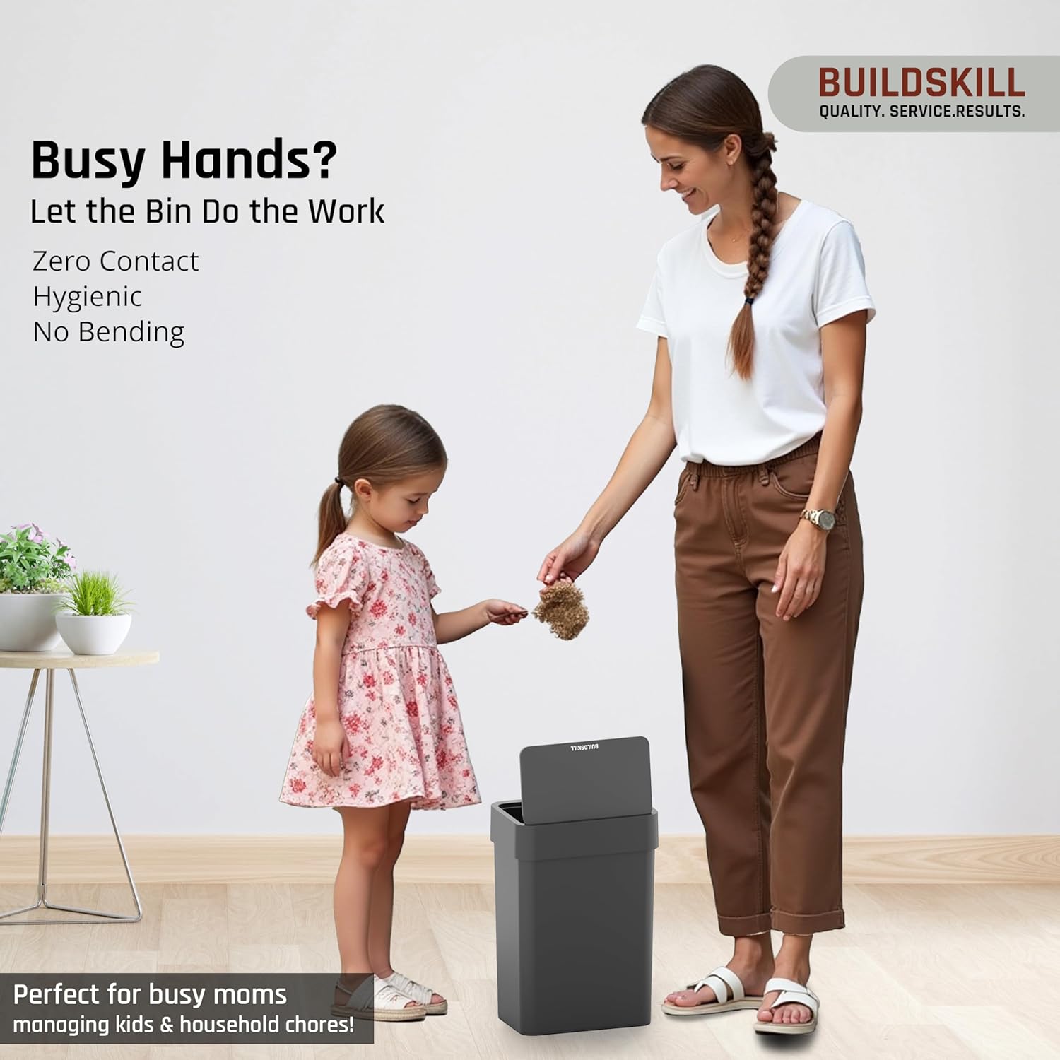 BUILDSKILL 15 Litre Smart Sensor Dustbin for Home | IPX5 Waterproof | 360° Odour Lock | Soft Close & Open | ABS Body | Compact Size | Convenient & Hygienic | Touchless Smart Dustbin for Home (Black)
