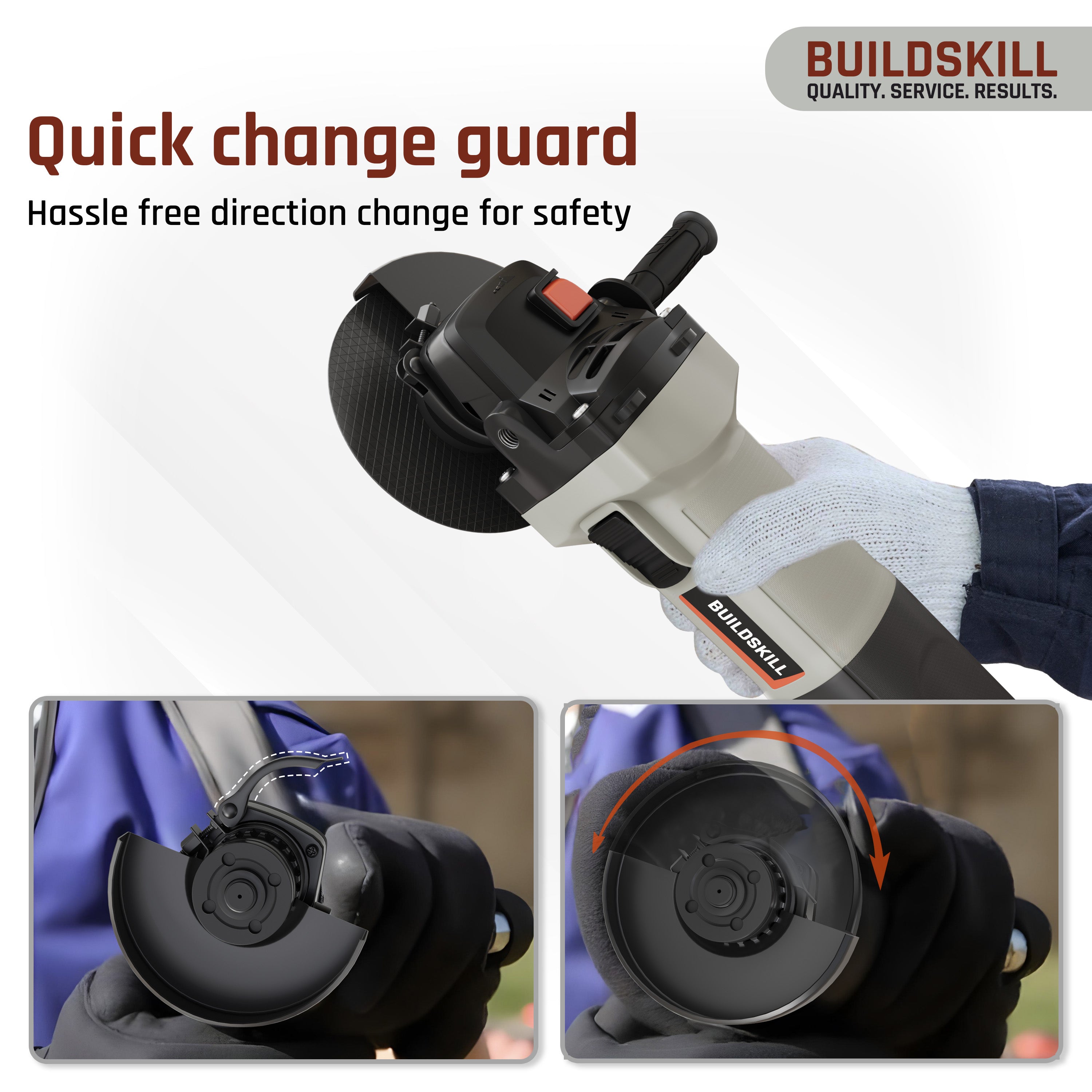 Buildskill 1100W Angle Grinder with Quick Change & Variable Speed (125MM)