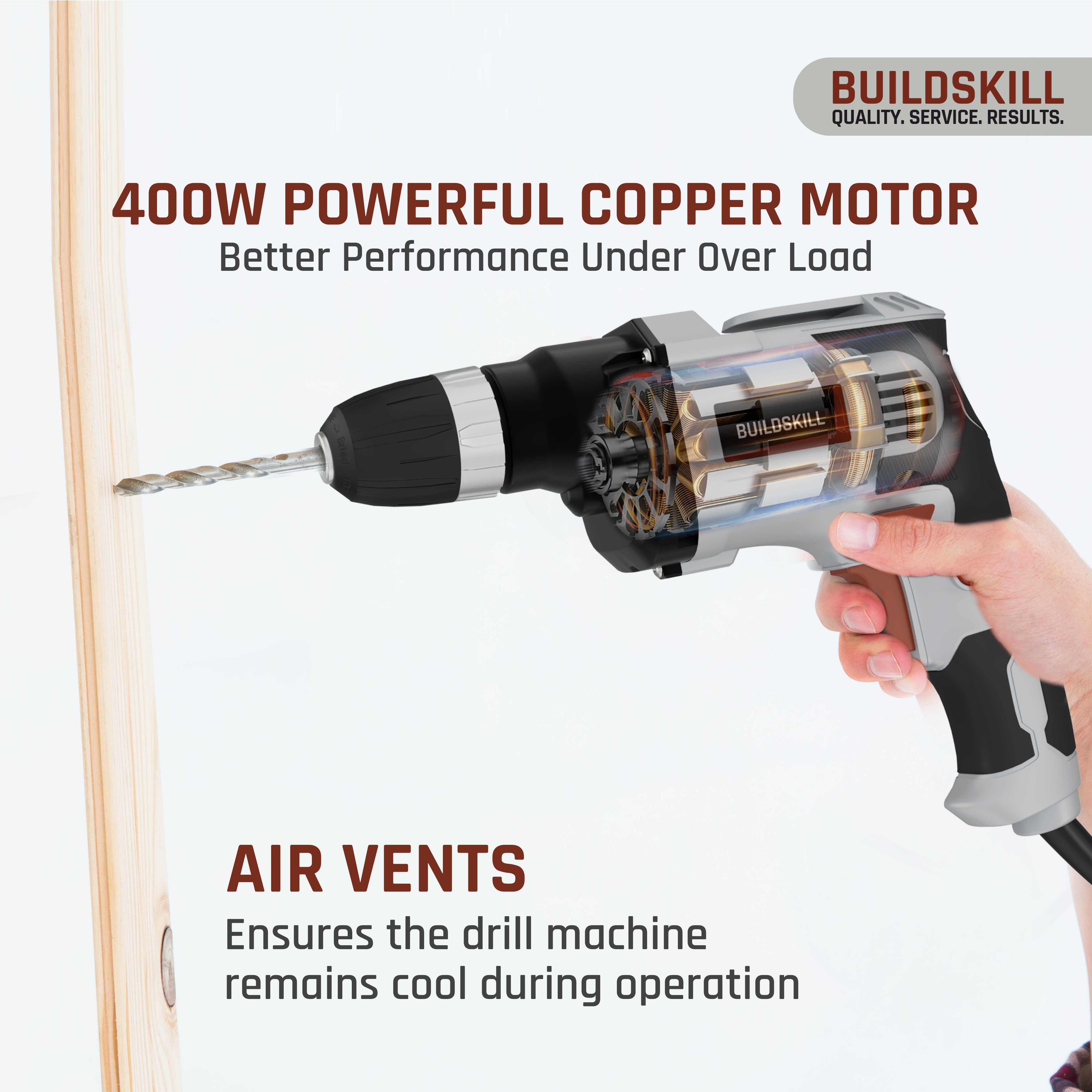 Buildskill 400W Electric Drill Machine 10MM Keyless Chuck