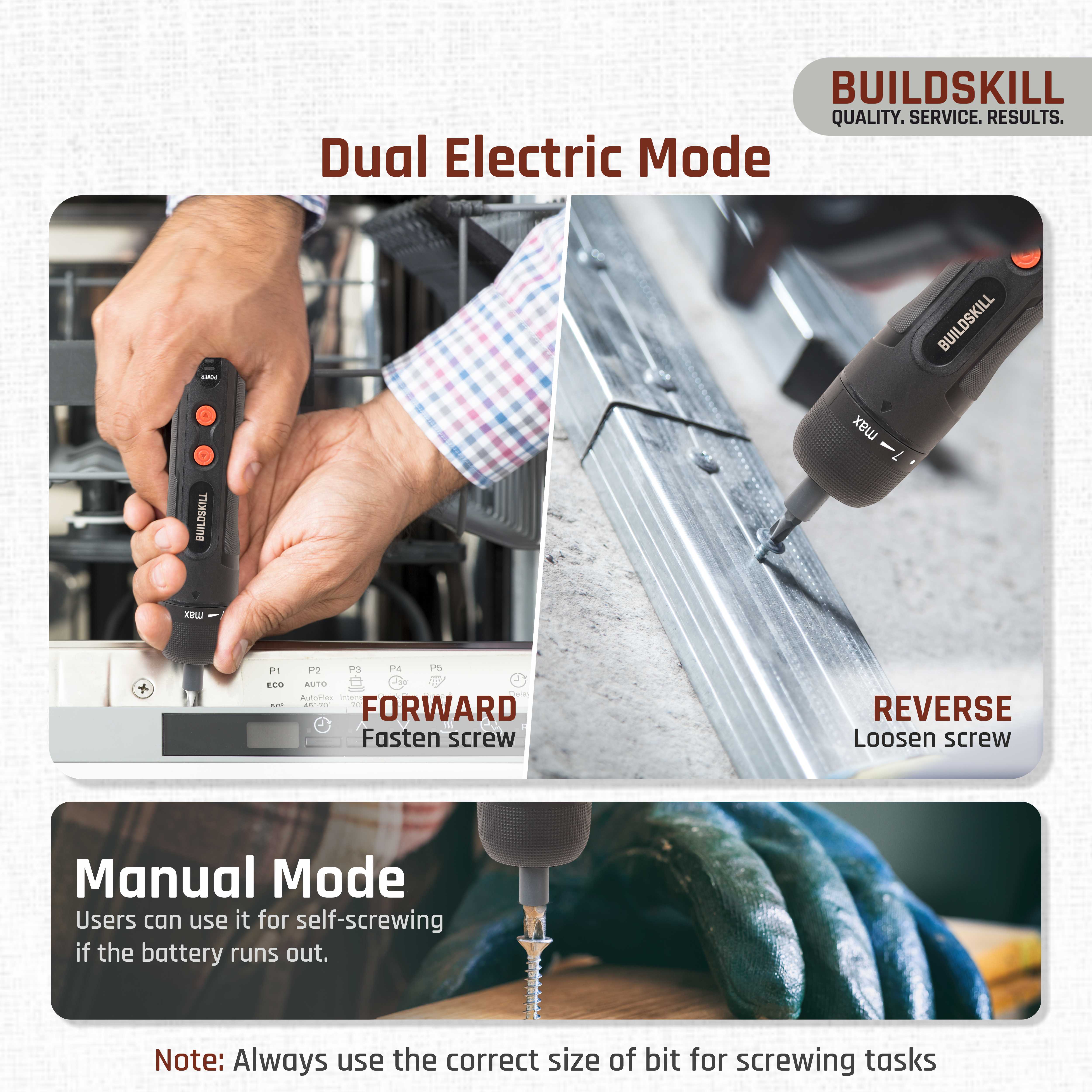 BUILDSKILL 8V cordless screwdriver set - 31 pieces | S2 & CR-V magnetic bits & chuck | forward & reverse function | 1600mAH battery | USB C type charging cable - ideal for DIY & professional use