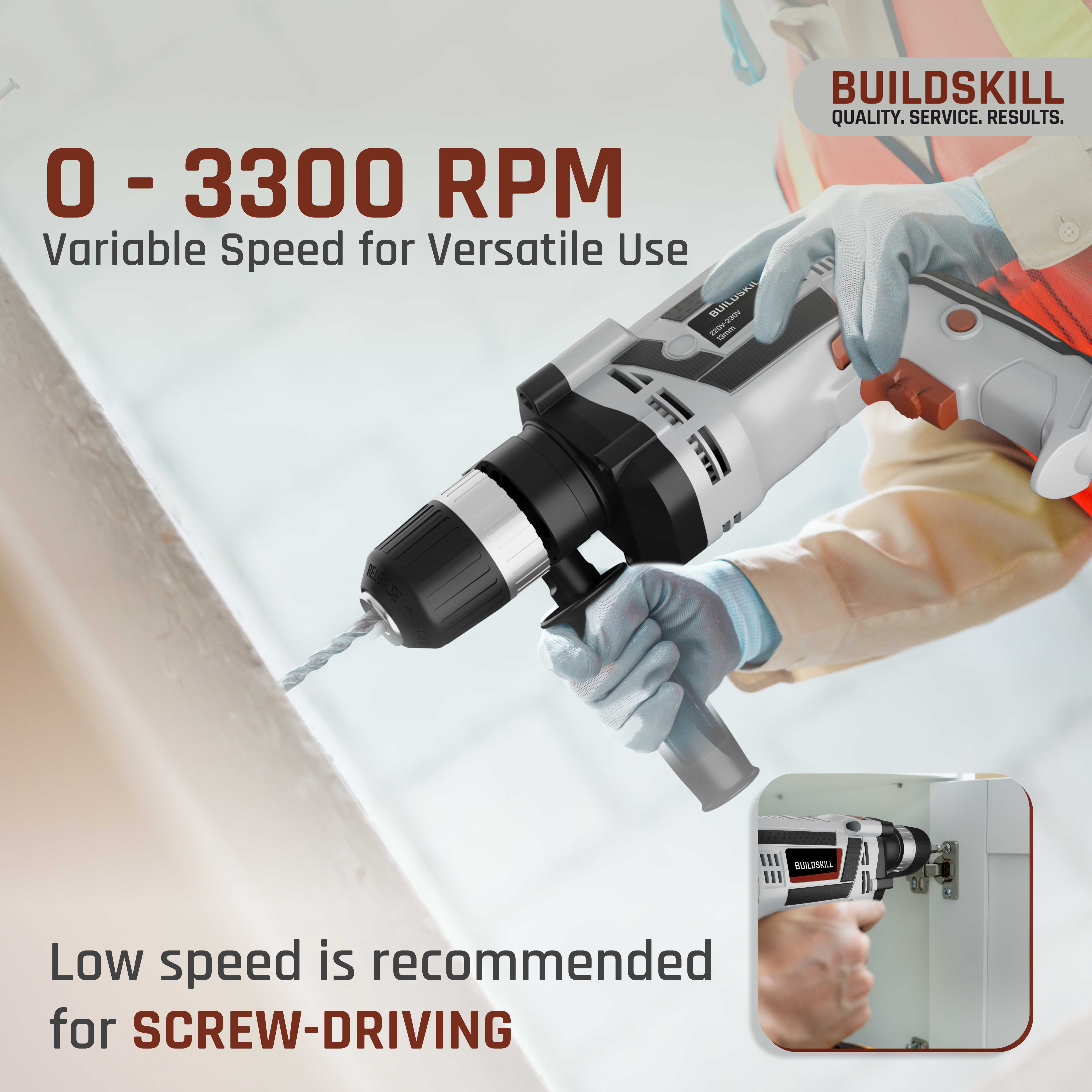 Buildskill 800W Electric Drill Machine  With 13MM Keyless Chuck
