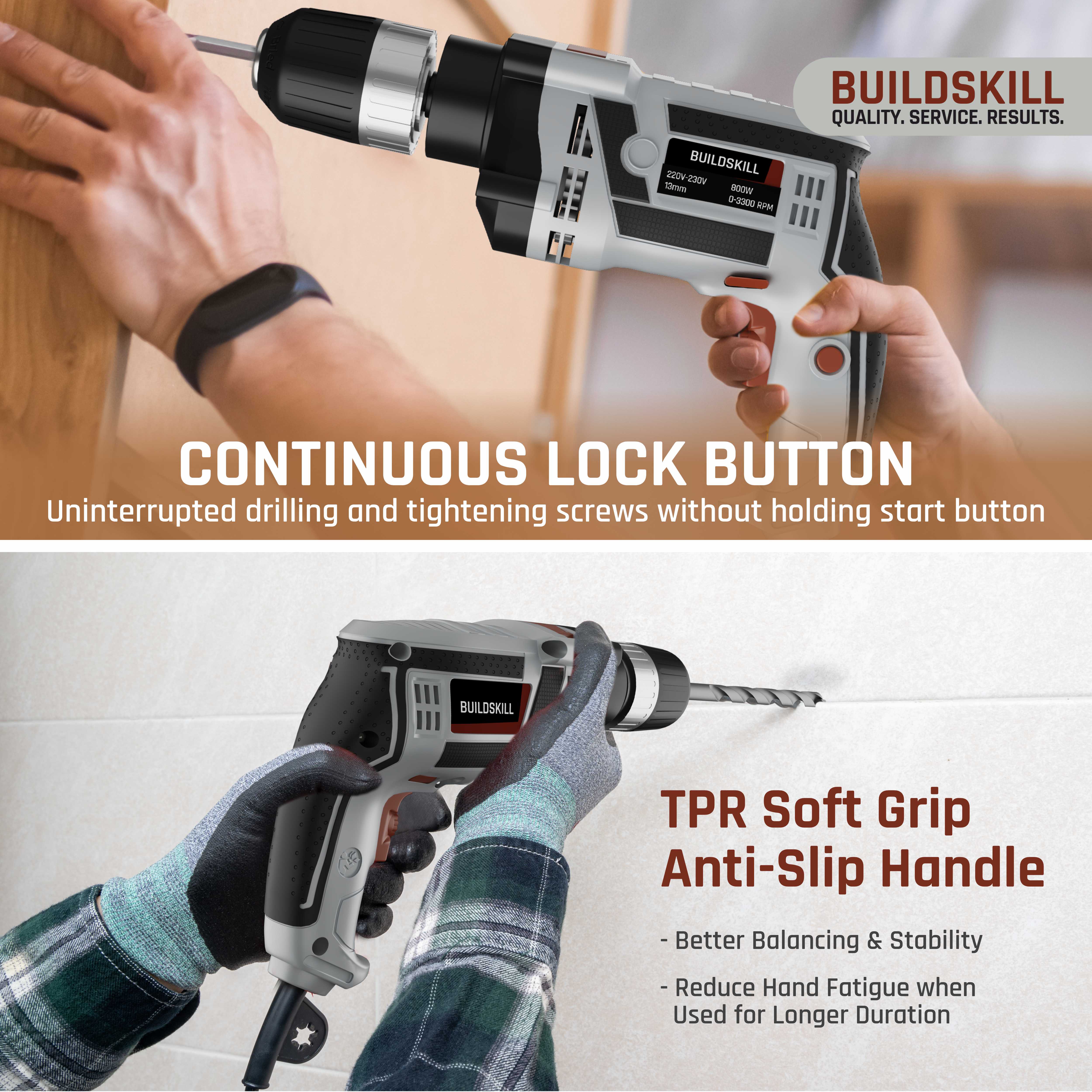 Buildskill 800W Electric Drill Machine  With 13MM Keyless Chuck