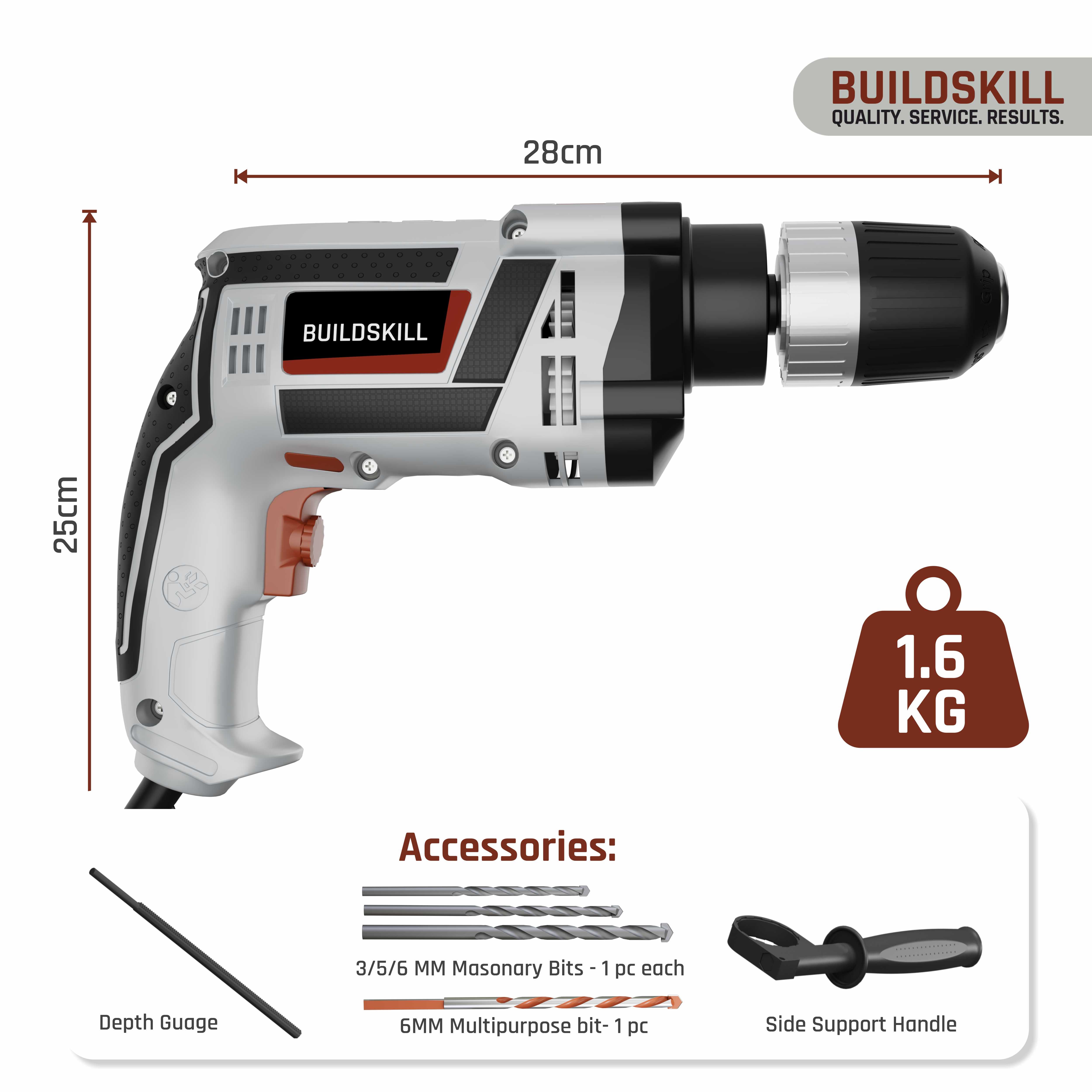 Buildskill 800W Electric Drill Machine  With 13MM Keyless Chuck