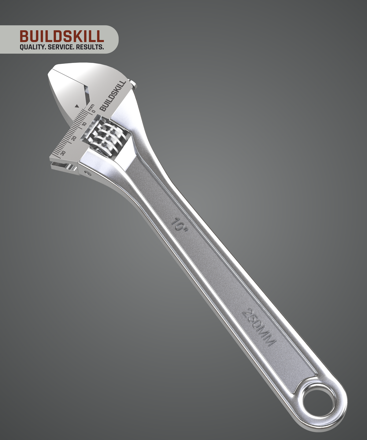 BUILDSKILL 10" 250mm Adjustable wrench | Chrome vanadium steel | Professional & home use | Single sided | Rust resistant plumbing tools | Adjustable spanner with lasered scale