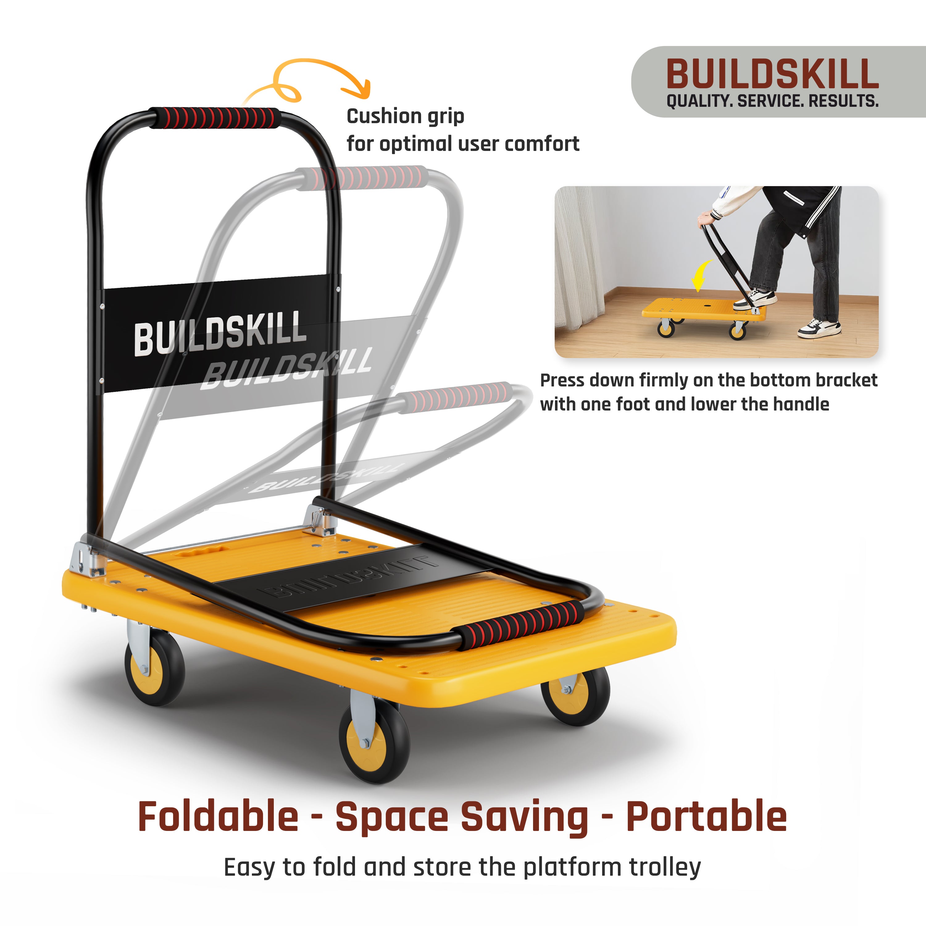 Buildskill Foldable Platform Trolley  150 KG  Load Capacity ( 50X79 )
