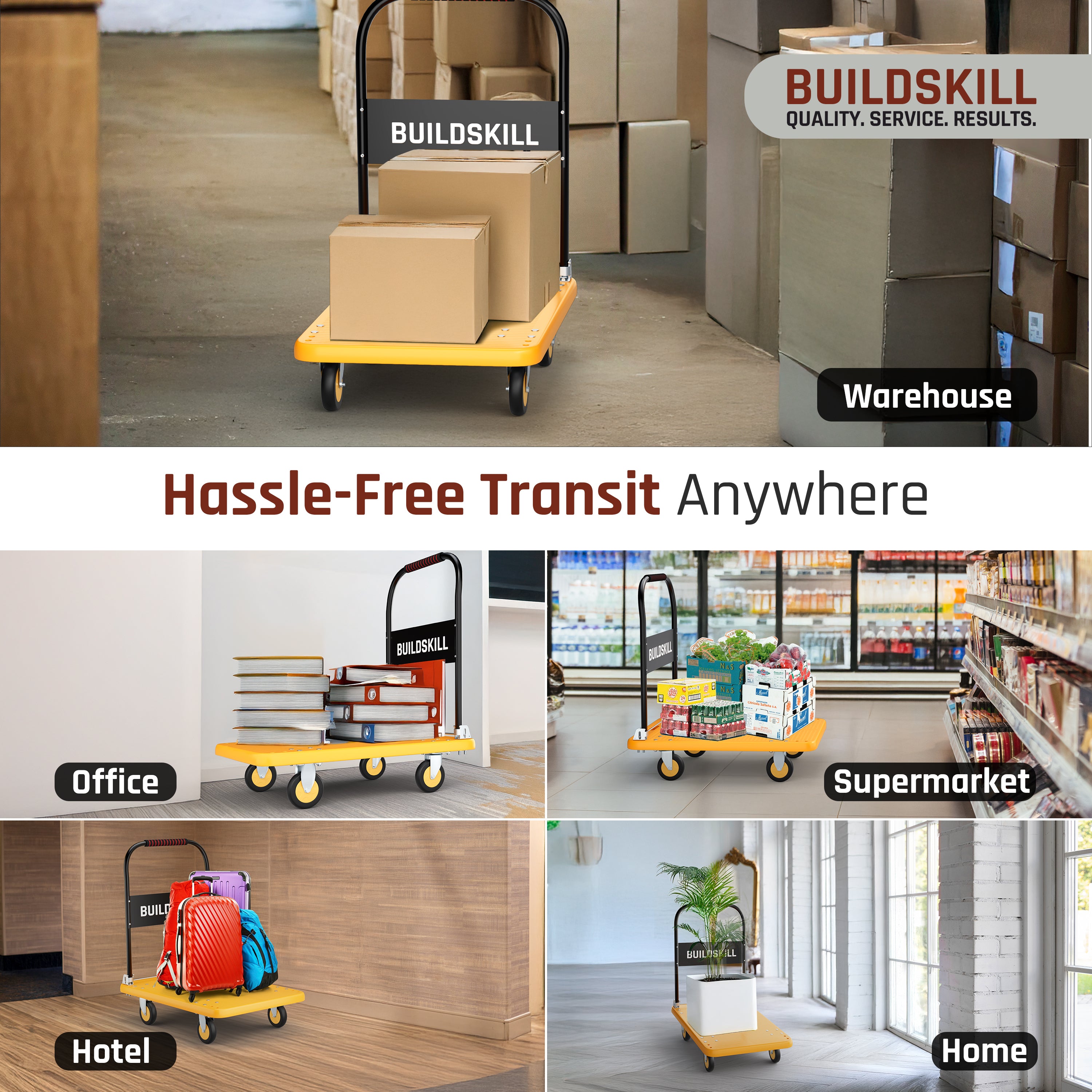 Buildskill Foldable Platform Trolley  150 KG  Load Capacity ( 50X79 )