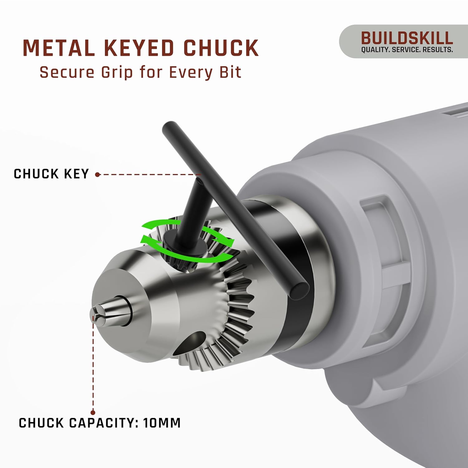 BUILDSKILL 400W Electric Drill Machine | 10MM Metal Chuck | 0-2800RPM Variable Speed | Forward-Reverse | Copper Motor | 7 Bits Set Electric Drill Machine for Wall Drilling | 1.8m Cable | Spirit Level