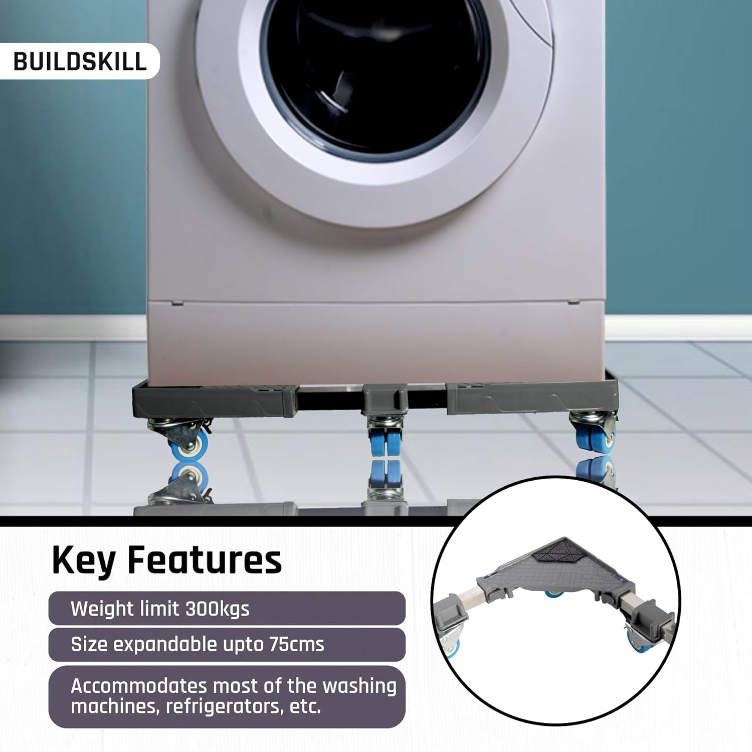 Washing Machine Stand (8 Double Wheels)