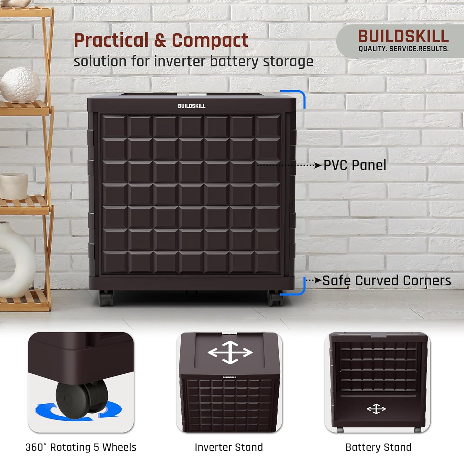 Buildskill Inverter Trolley With 100 KG Load Capacity - Brown