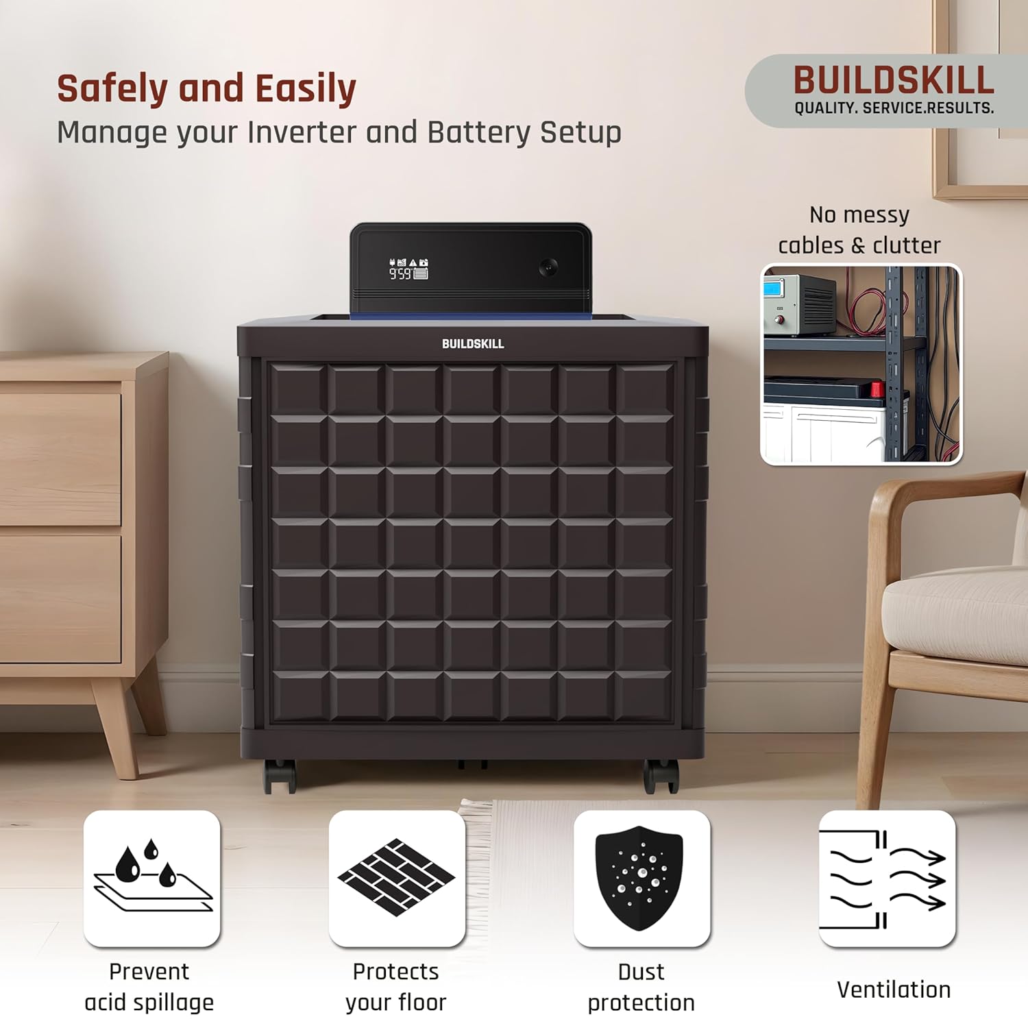 Buildskill Inverter Trolley With 100 KG Load Capacity - Brown