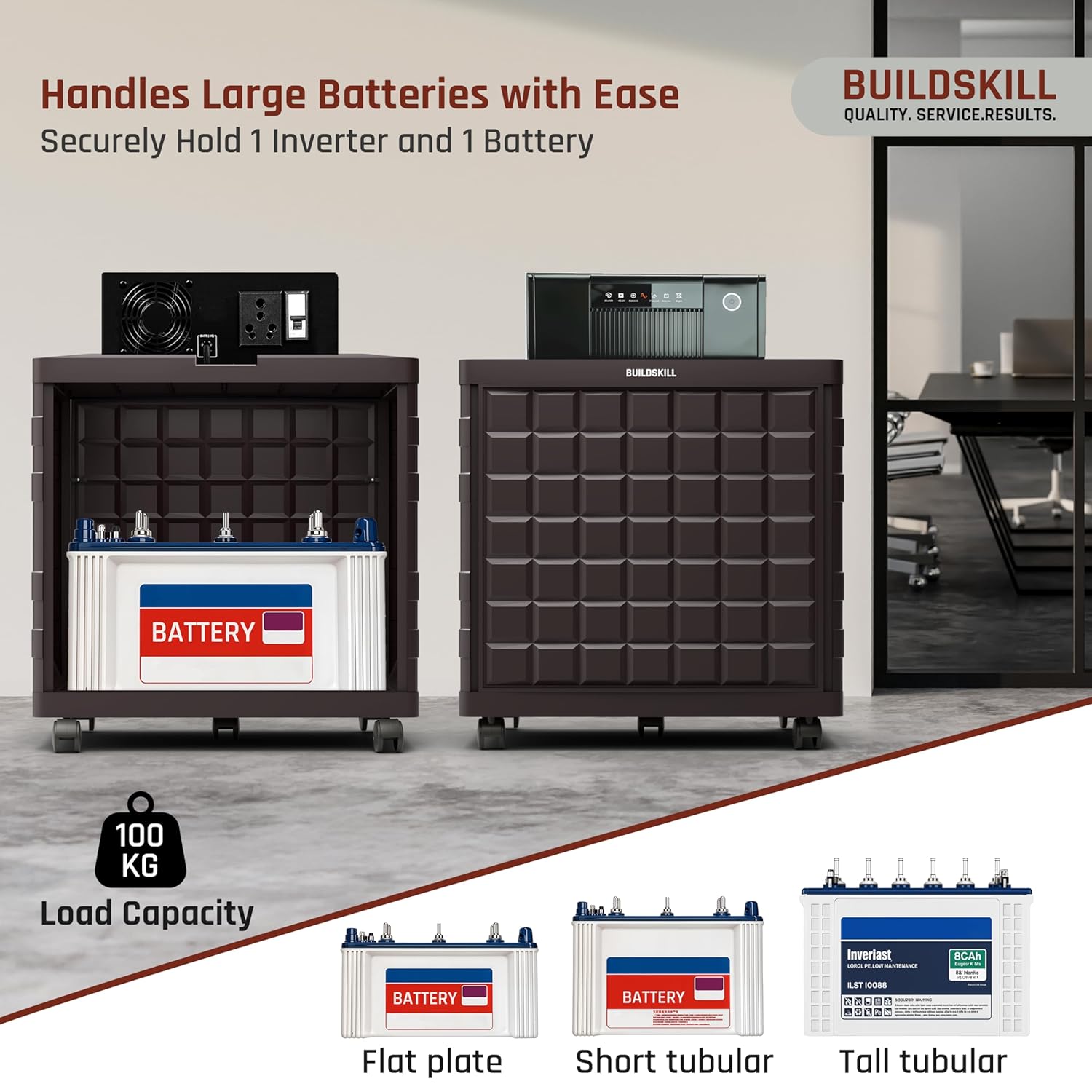 Buildskill Inverter Trolley With 100 KG Load Capacity - Brown