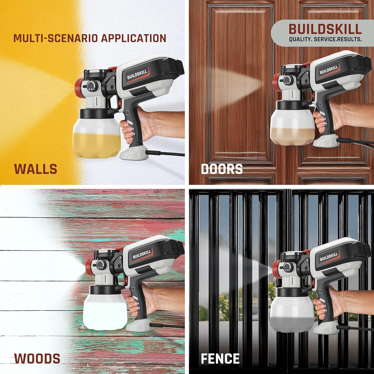 BUILDSKILL Easy Refill Paint Sprayer | 1500ML Large Tank | 600W Copper Motor with 32000RPM Speed | Heat Sink | 3 Patterns | Copper Alloy Nozzle | Auto Paint Spray Machine for Home & Professional Use