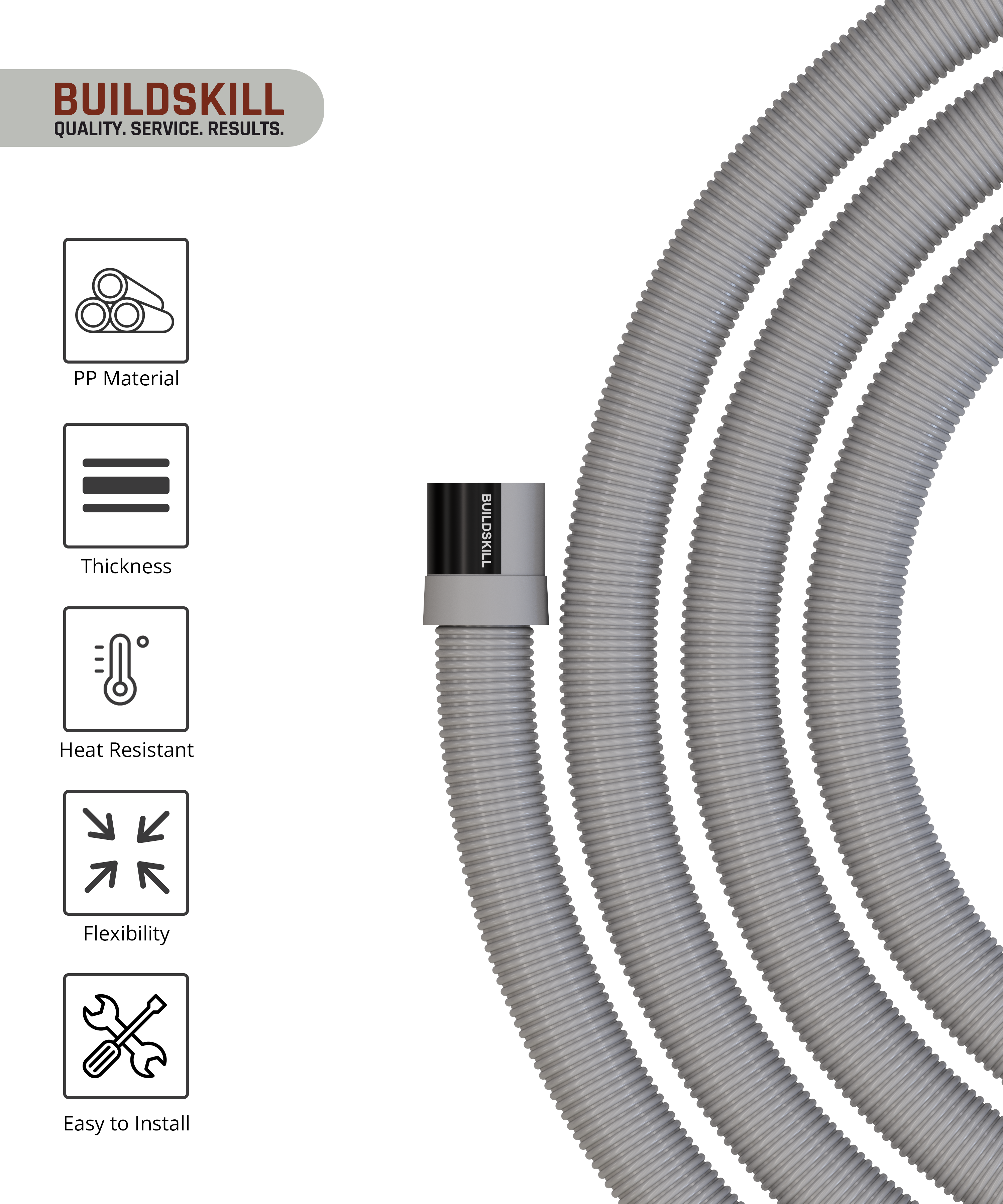 Buildskill Fully Automatic Washing Machine Drain Pipe – Durable and Flexible